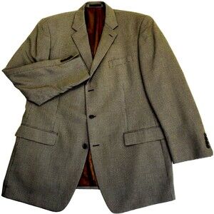 Michael Kors Sport Coat Check Brown Tan 3 Button 46 L Men Blazer Preppy Academia